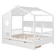 preview thumbnail 6 of 34, Wooden House Bed with Roof, 2 Drawers, and Storage Shelf