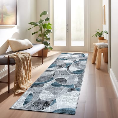 Contemporary Distressed Circle Area Rug