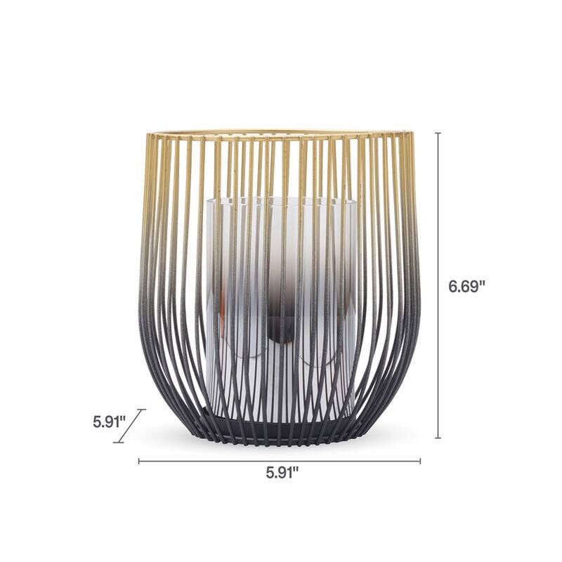 Elements Gold Glass and Metal Candle Holder, 6X7 Inch