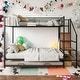 preview thumbnail 2 of 26, 2 Color Twin over Full Metal Bunk Bed with Trundle and Lateral Storage Ladder and Built-in Wardrobe