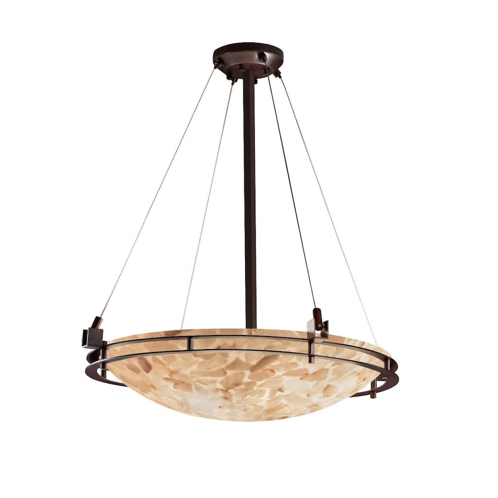 Alabaster Rocks!? Metropolis 24-inch Dark Bronze Round Pendant Bowl, Alabaster Rocks Shade