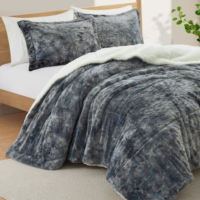 3-Piece Reversible Plush Sherpa Down Alternative Comforter Set