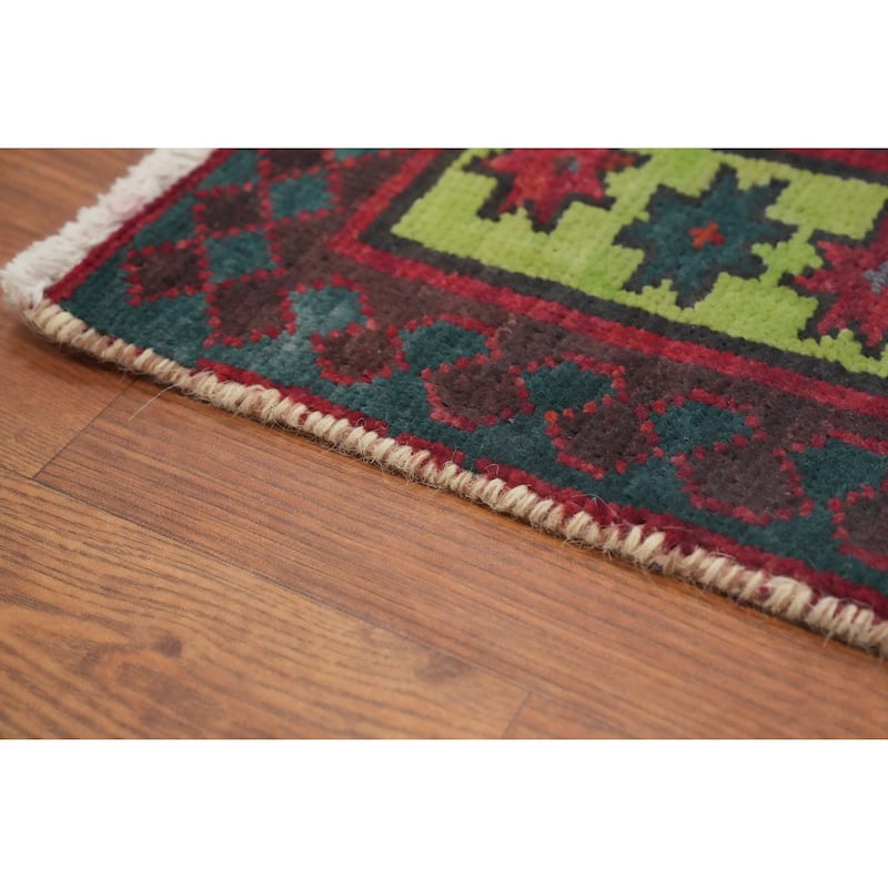 Hand Knotted Oriental 100% Wool Carpet Traditional Geometric Red Ardebil Runner Rug - 8' 10'' X 3' 4''