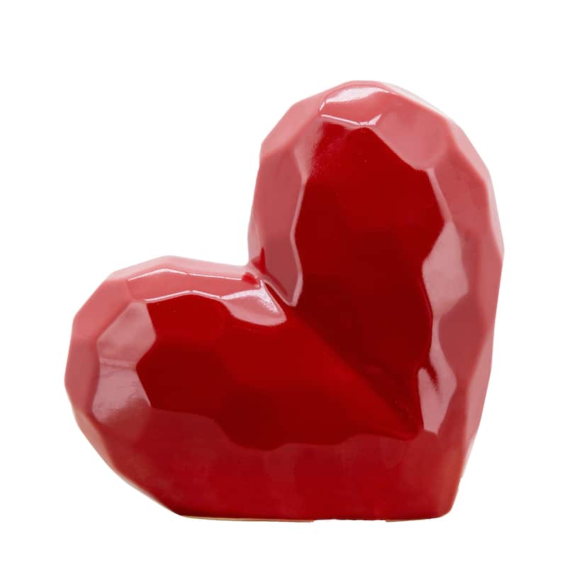 Modern Stone Ceramic Geometric Heart Sculpture
