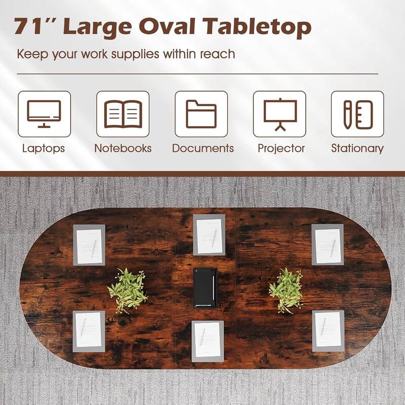 71" Conference Table Large Oval Meeting Table Executive Table