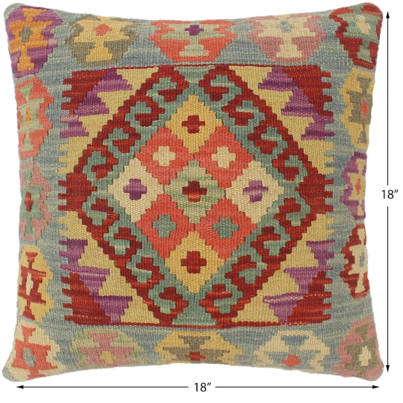 Bohemian Turkish Healy Hand Woven Kilim Pillow