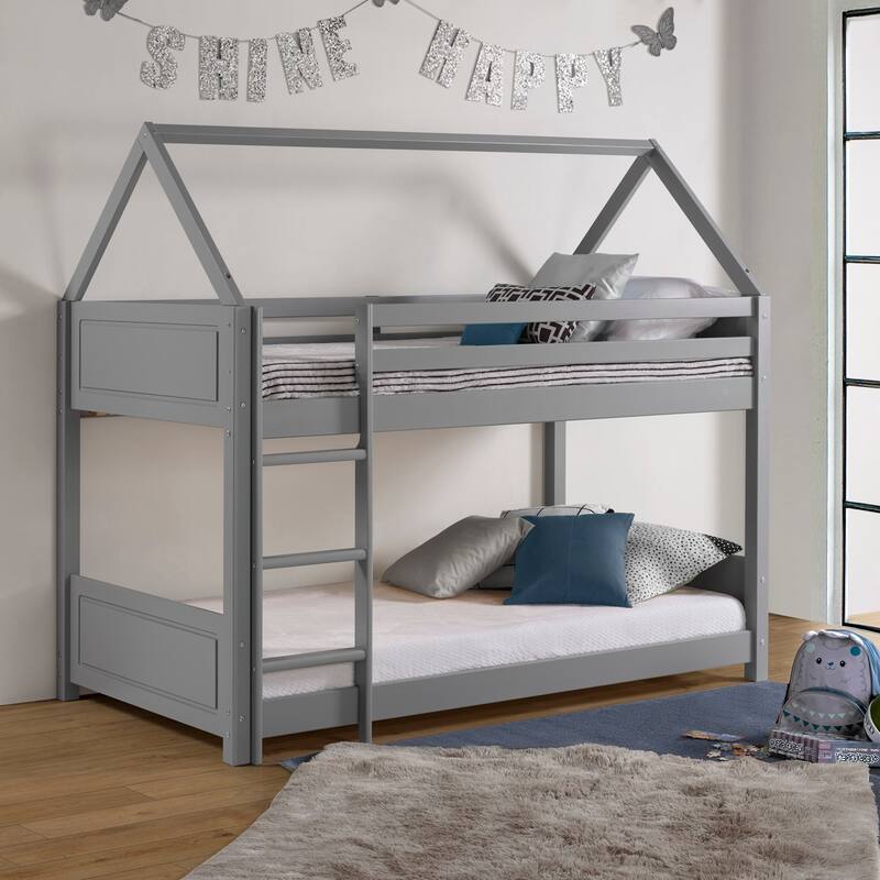 Linon Gloria Twin over Twin House Bunk Bed