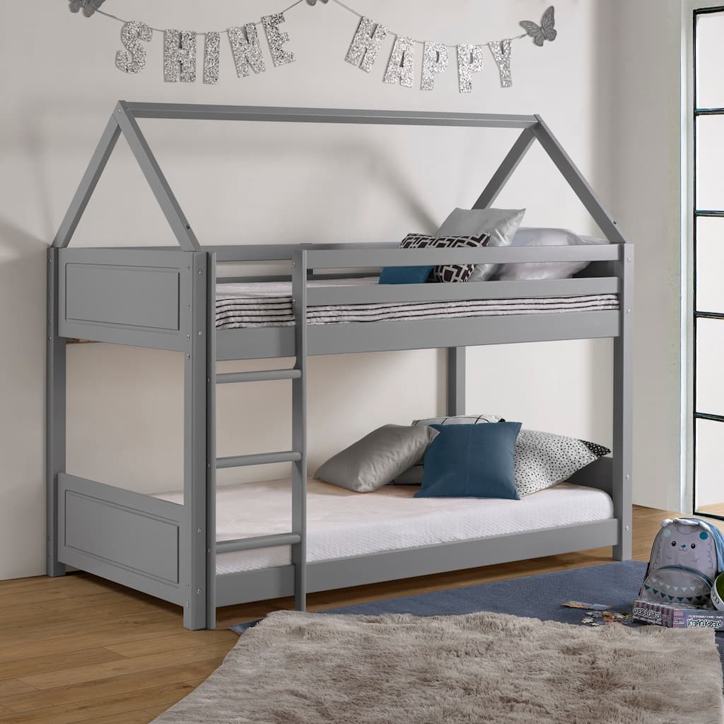 Linon Gloria Twin over Twin House Bunk Bed