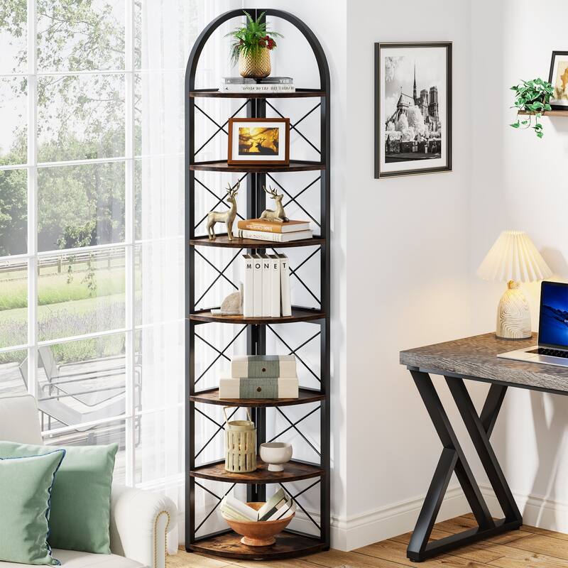 6 Tier/ 7 Tier Corner Shelf, Corner Bookshelf Plant Stand Display Rack