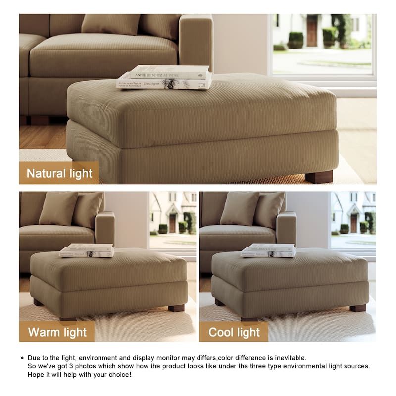 Rectangular Corduroy Oversized Ottoman