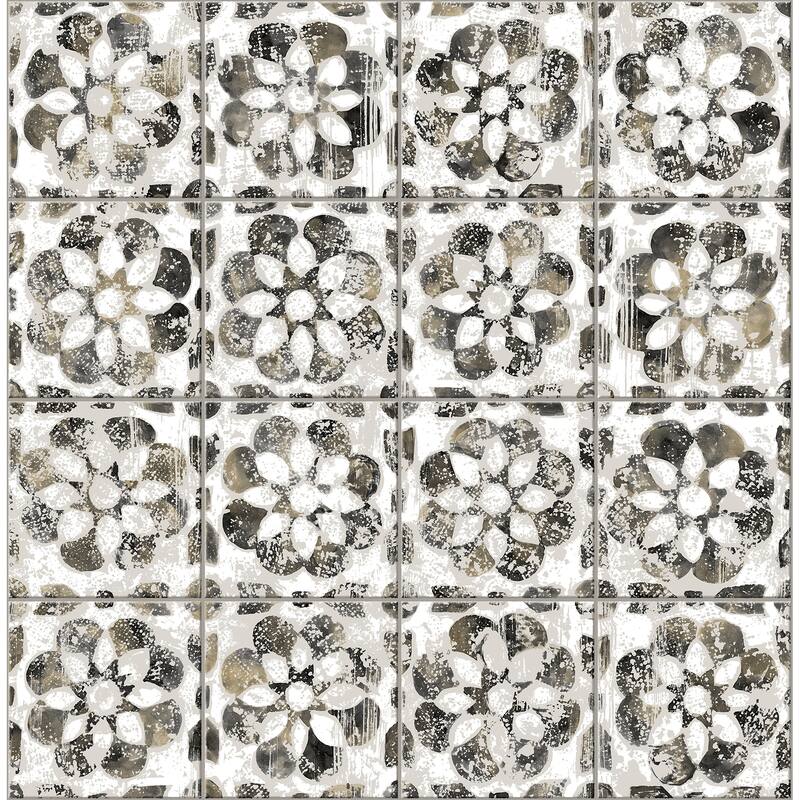 Advantage Izeda Black Floral Tile Wallpaper