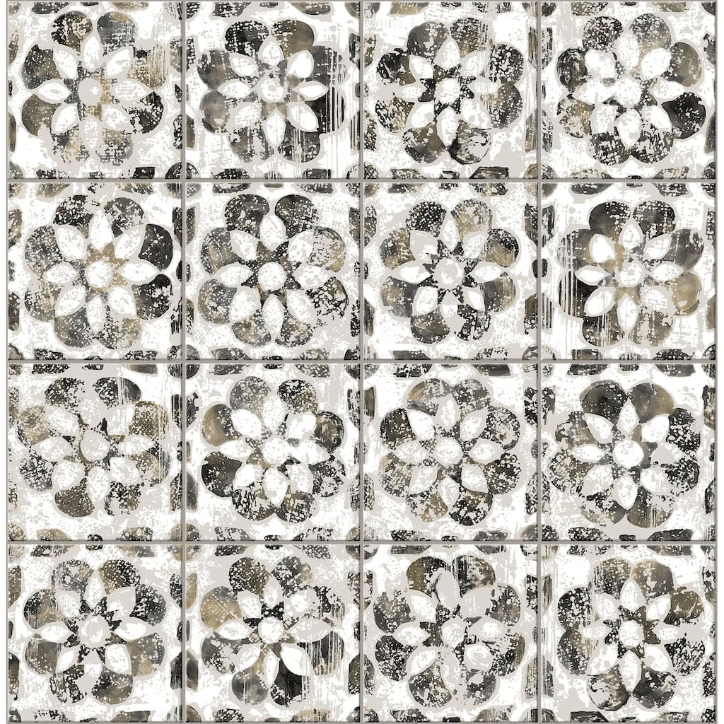 Advantage Izeda Black Floral Tile Wallpaper