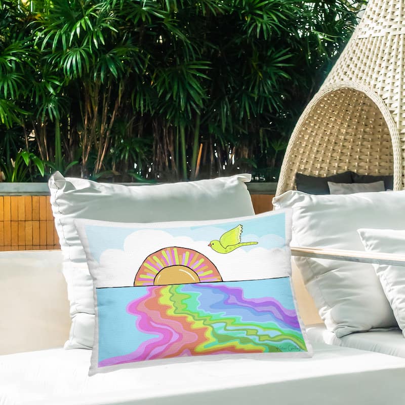 Stupell Swirling Rainbow Sea Reflection Printed Outdoor Throw Pillow Design by Katie Conley