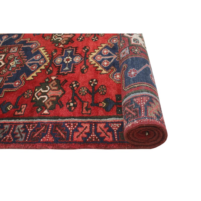 Fine Vintage Distressed Hilda Red/Navy Runner - 2'9" x 10'3"