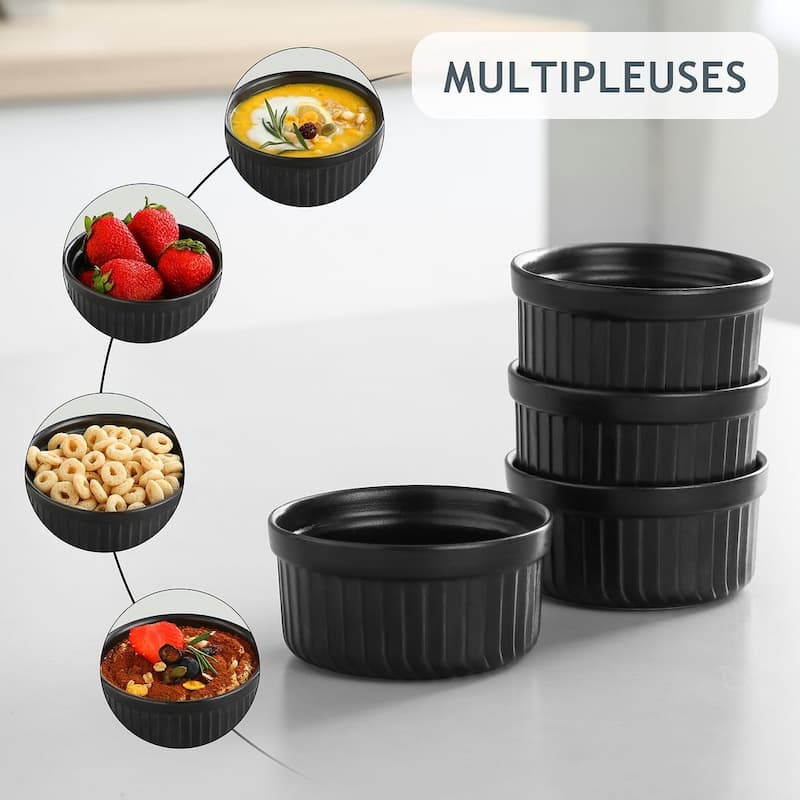 vancasso FORTE 6-Piece Stoneware Matte Black Round Baking Dish