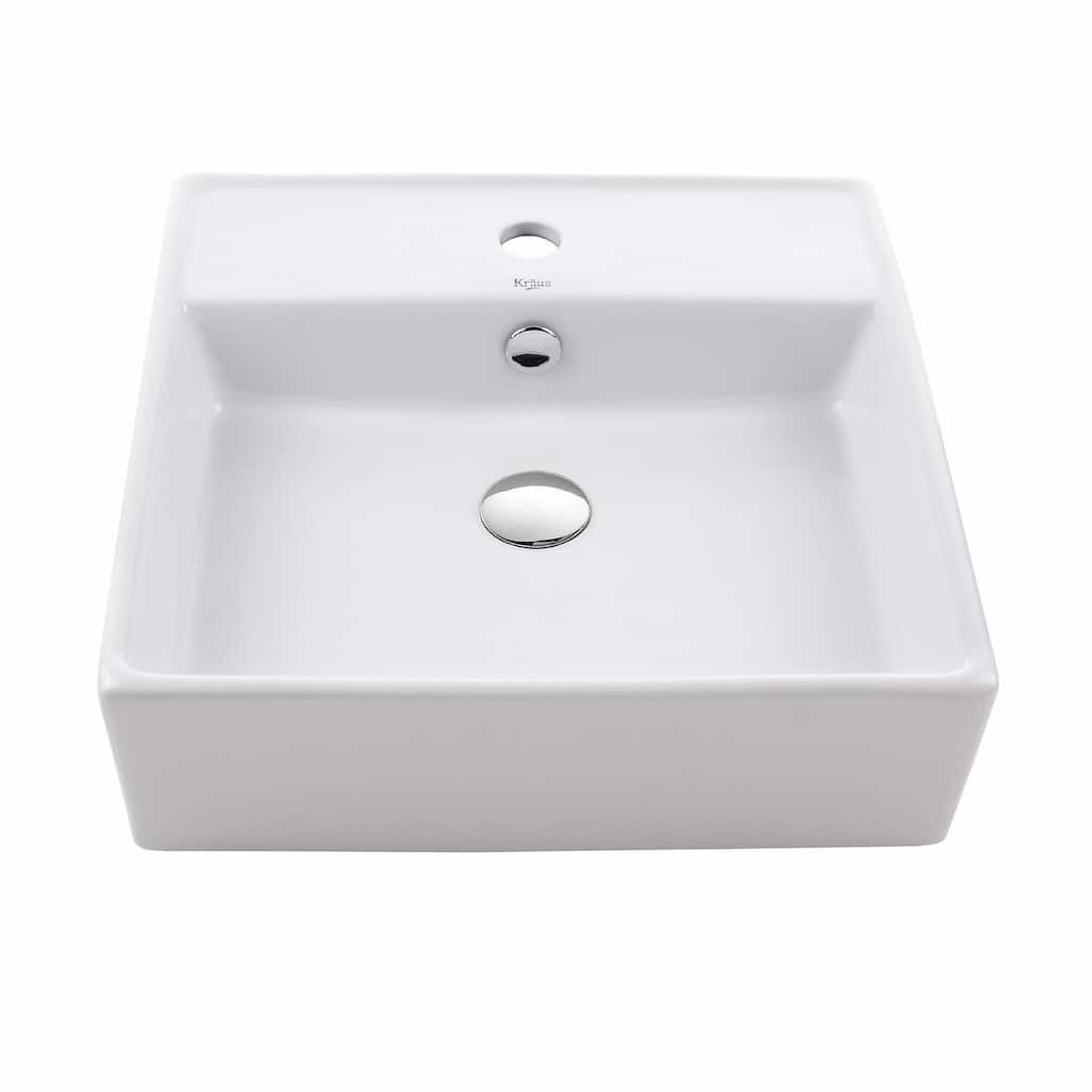 Kraus 18-1/2" Ceramic Vessel Bathroom Sink - Includes Pop-Up Drain