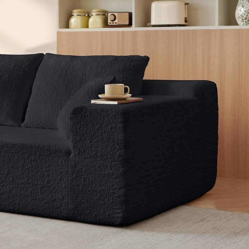 103.54" Modular Chenille Cloud Sectional Sofa with Throw Pillows