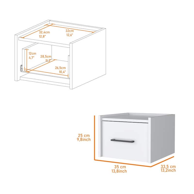 Wall-Mounted Nightstand, Sleek Single-Drawer with Spacious Top Shelf