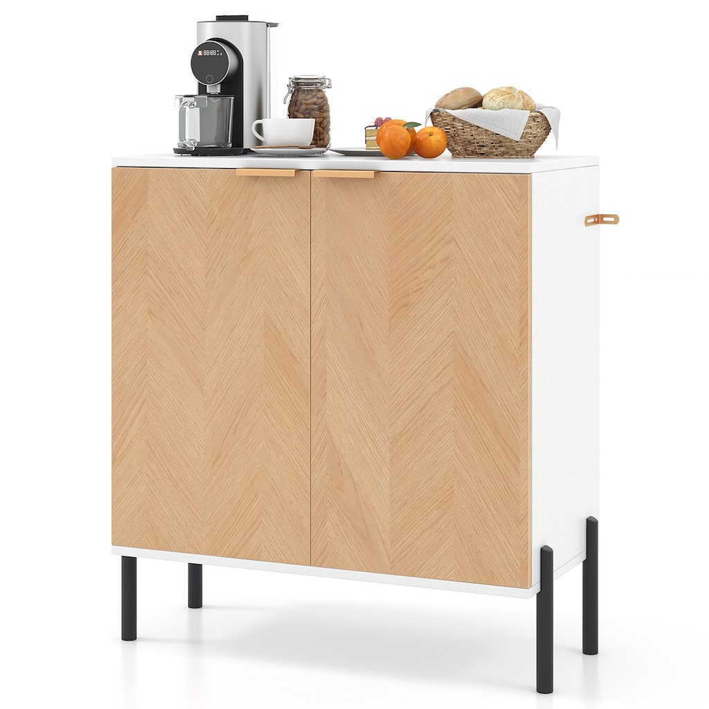 Gymax 2-Door Buffet Cabinet Sideboard Cabinet w/ Shelf Metal
