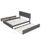 preview thumbnail 45 of 49, Upholstered Platform Bed with Drawers and Trundle, Queen Size, Linen Fabric, for Bedroom