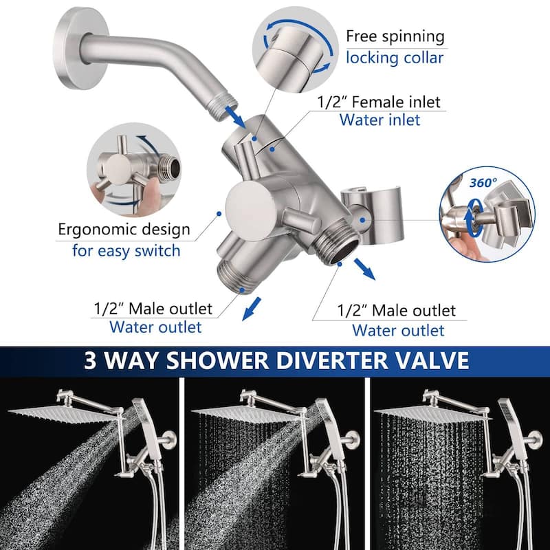 Bathlet 10" Rainfall Shower Head And 16" Adjustable Extension Arm Combo