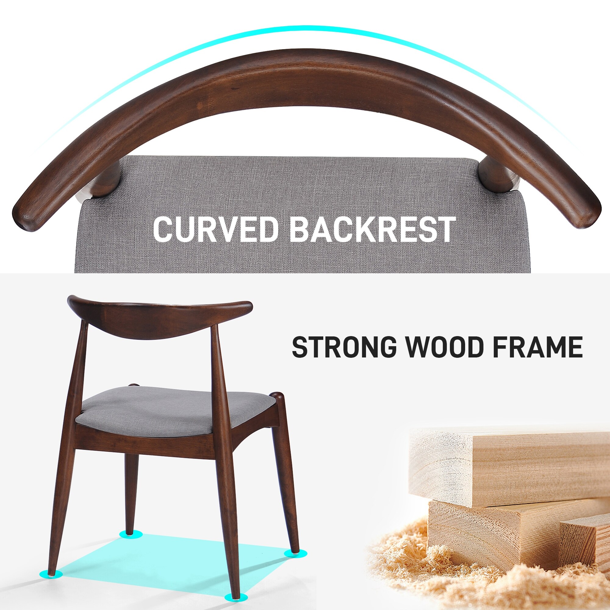 5-Piece Dining Set 1 Table 4 Chairs, Rubberwood Frame, Faux Wood