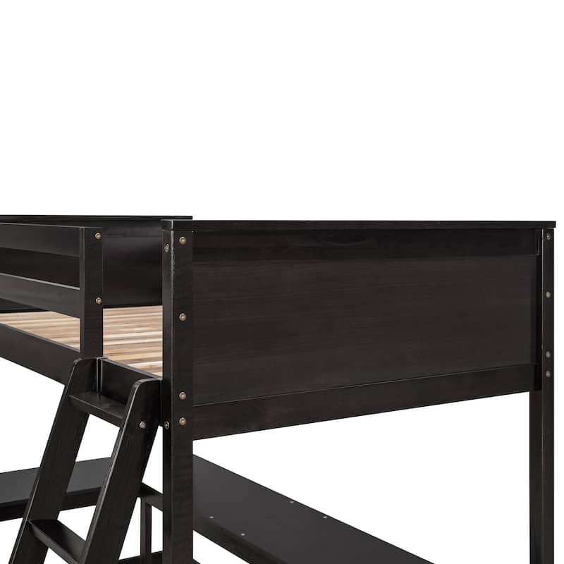 Twin Loft Bed with Desk and Shelves