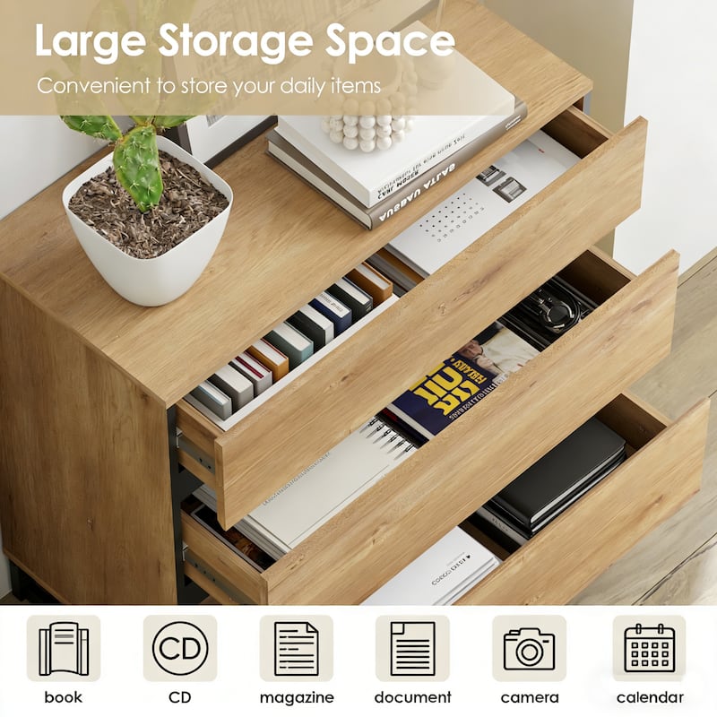 WAMPAT Modern 72" Tall Bookcase with Drawers and Open Book Shelfs, Library Book Shelf for Home Office, Living Room