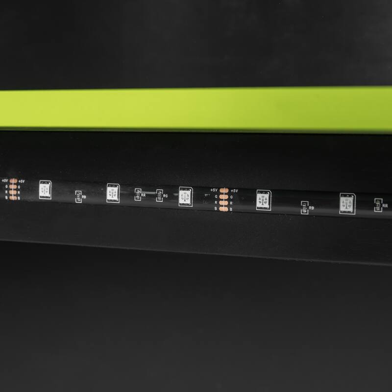 Full Size Gaming Loft Bed with Storage Shelves, Built-in Desk and RGB Light, Sturdy Wood Construction