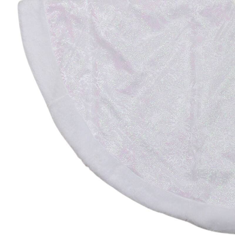 48" White Iridescent Glitter Snowflake Christmas Tree Skirt - 48