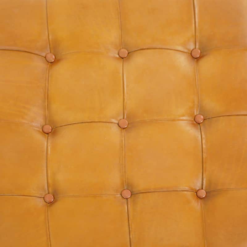 GDF Studio - Benjiro Modern Square 18" Genuine Leather Tufted Ottoman Coffee Table Bench