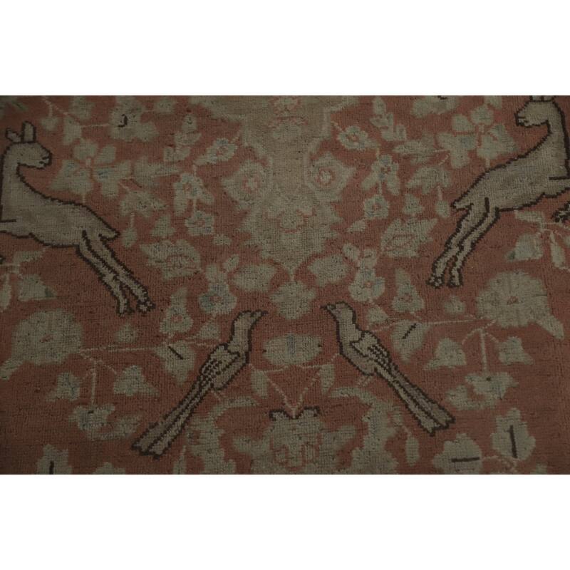 Hand Knotted Oriental 100% Wool Carpet Traditional Floral Pink Kerman Area Rug - 12' 8'' X 9' 8''