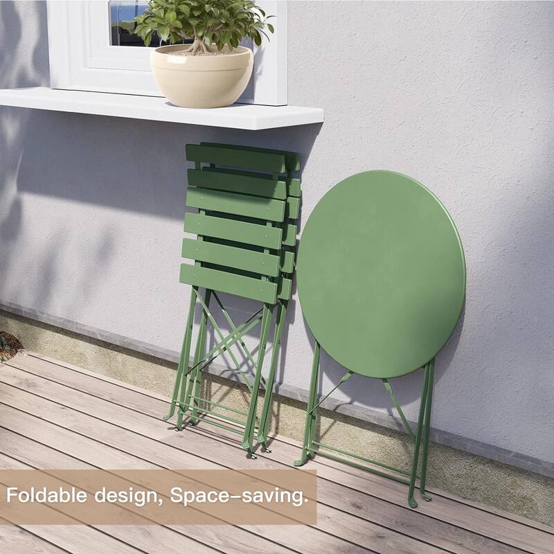 Outdoor 3-Piece Bistro Set, Foldable Patio Dining Sets, Rust-Resistant, Lightweight, Easy to Clean, for Balcony, Garden, Pool