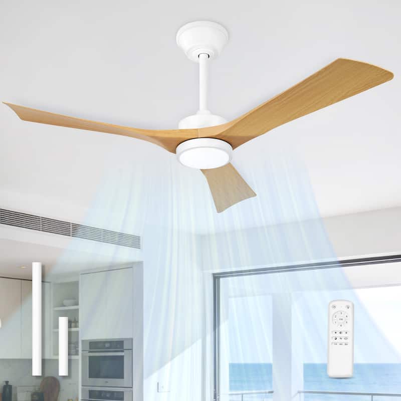 52"or 62" Diammable Ceiling Fan with Light,DC Motor and Remote - 52" - Wood