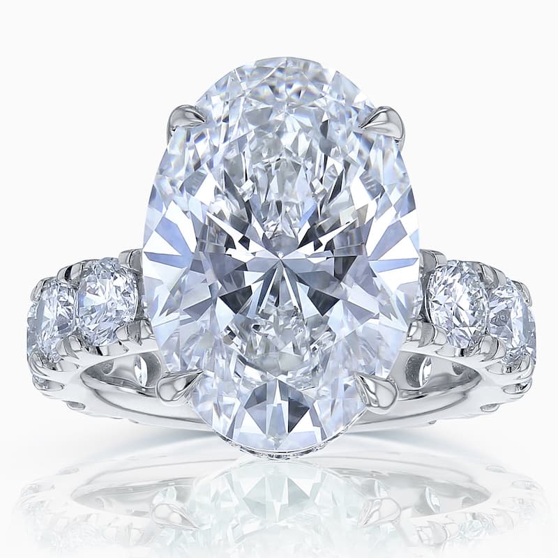 Kobelli 8.5 Carats Oval Diamond 14k Solid Gold Lab Grown Half Eternity Adler Engagement Ring (EF/VS, Certified) - White - 4.5