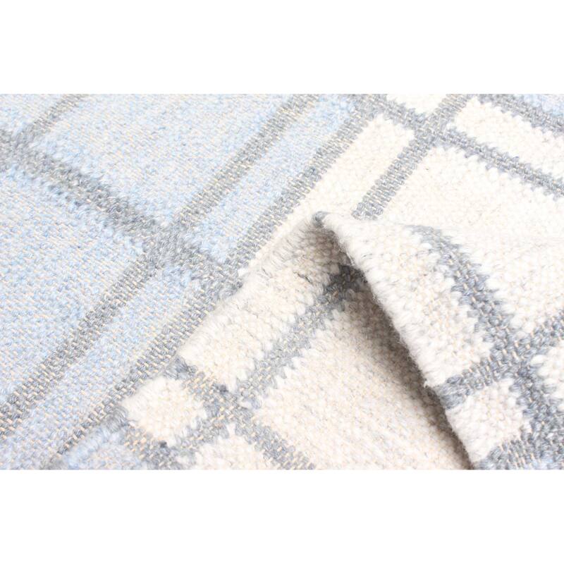 ECARPETGALLERY Flat-Weave Ankara FW Slate Blue Wool Kilim - 5'1 x 7'10