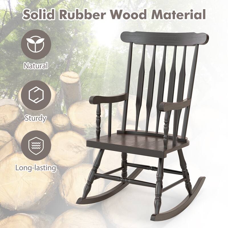 Costway Set of 2 Wood Rocking Chair Glossy Finish - See Details