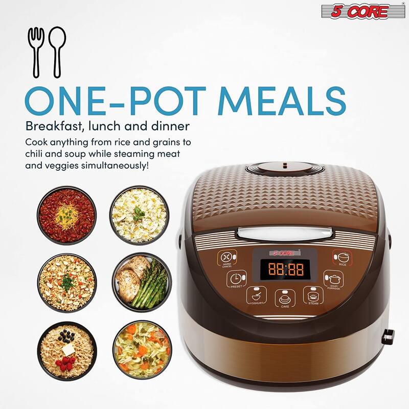 5.3Qt Rice Cooker, Digital Programmable Electric Multi Cooker with push