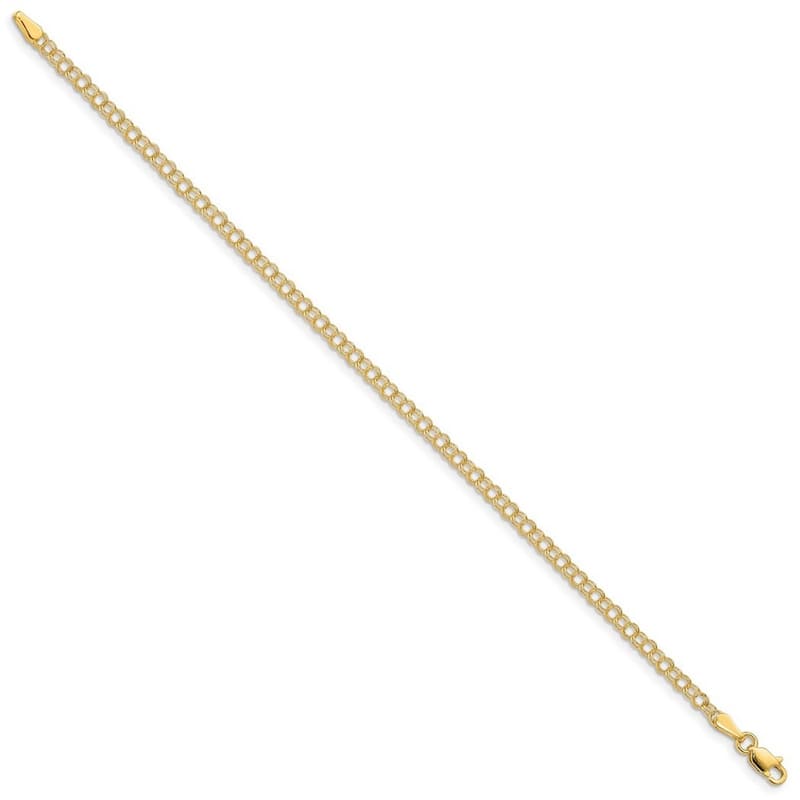 Curata 10k Yellow Gold 3mm Solid Double Link Charm Bracelet Options: 6" 7" 8"