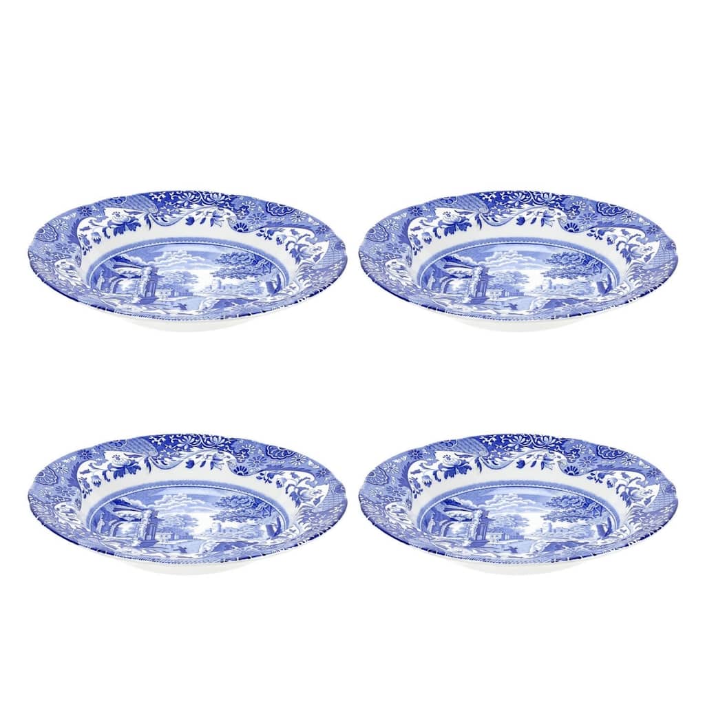 Spode Blue Italian Set of 4 Soup Plates - 9 in