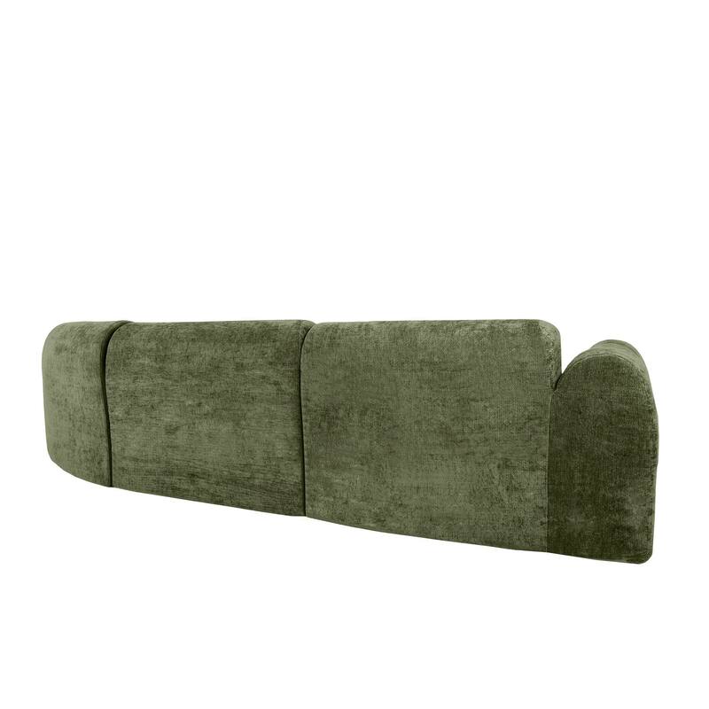 140" Curved Sectional Sofa with 3 Pillows, No Assembly Required