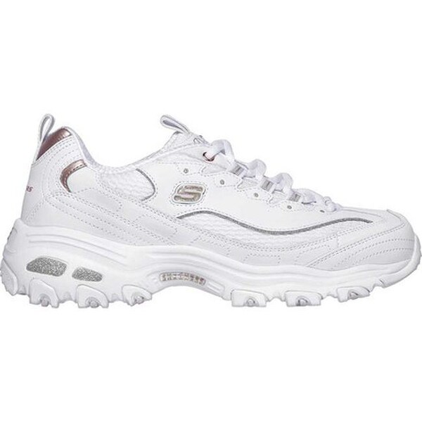 skechers d lite rose gold