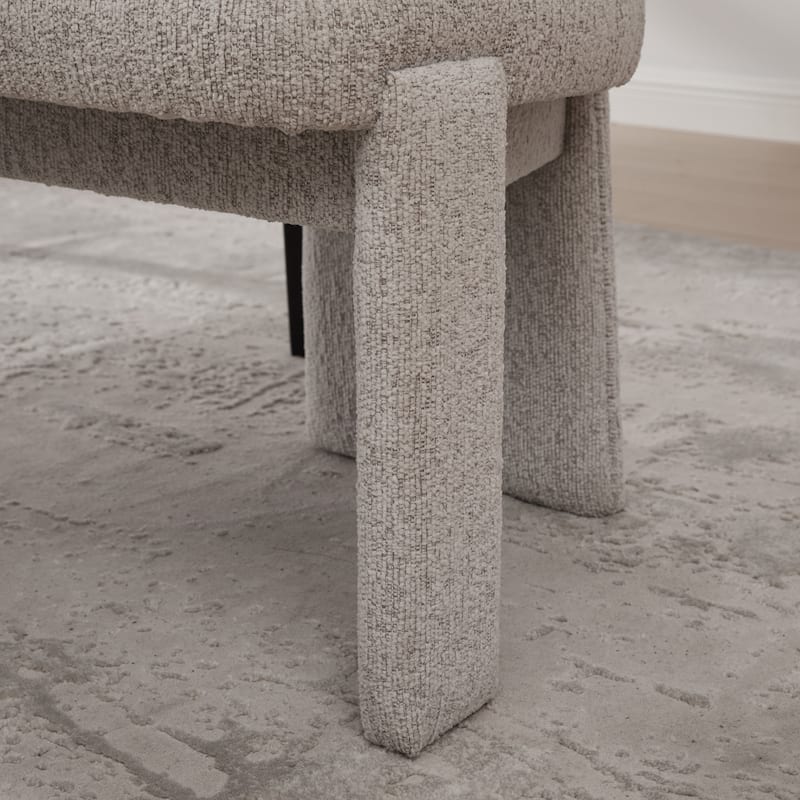 Upholstered Chenille Dining Chair with Rubberwood Legs and Armless Curved Back,Set of 2