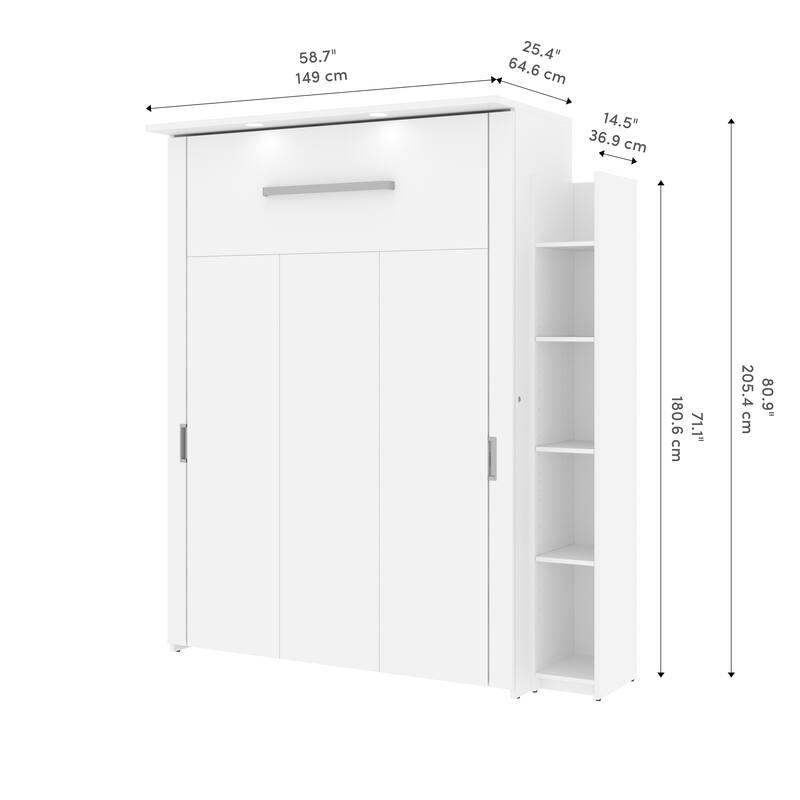 Lumina Full Murphy Bed with Shelving Unit (69W) by Bestar