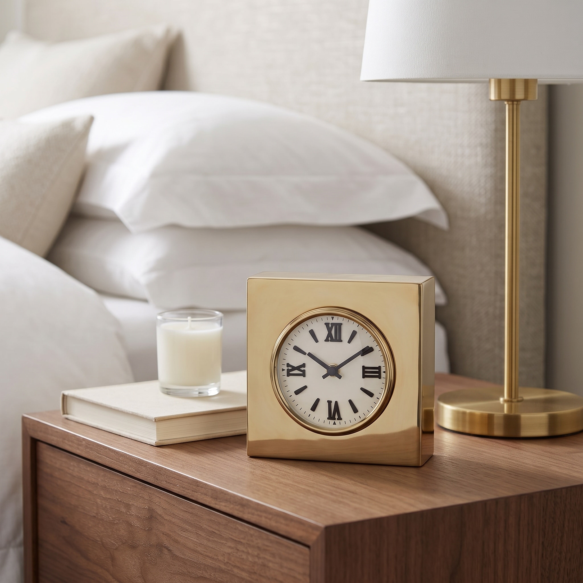 Modern Metal and Glass Dial Square Tabletop Clock - 6", Gold & Black - 6.0"