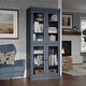 preview thumbnail 1 of 3, Palace Imports 100% Solid Wood Tall Clear Glass 6-Shelf Bookcase, 32" W x 71.5" H Antique Blue