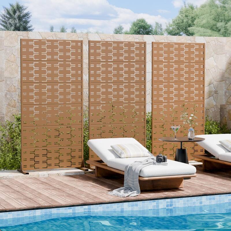 Outdoor Privacy Screen Metal Screen Fence Panel Set of 2