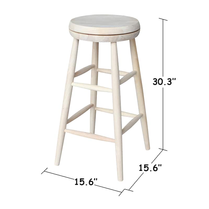 Unfinished Solid Wood Swivel Bar Stool
