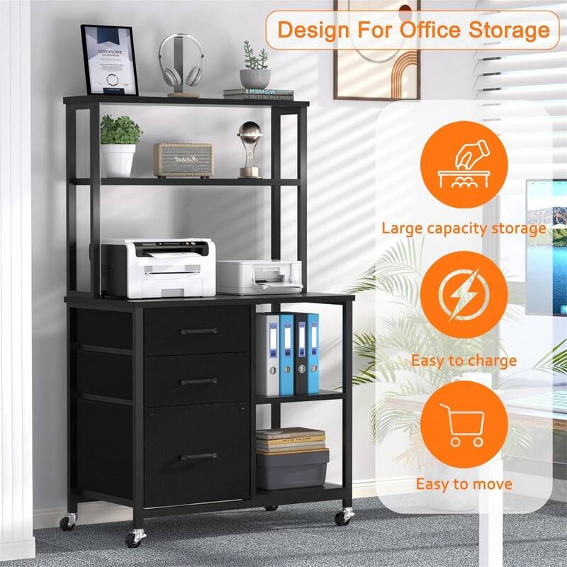 File Cabinet with 3 Drawers and Shelves - 29.5"D x 15.7"W x 24.6"H
