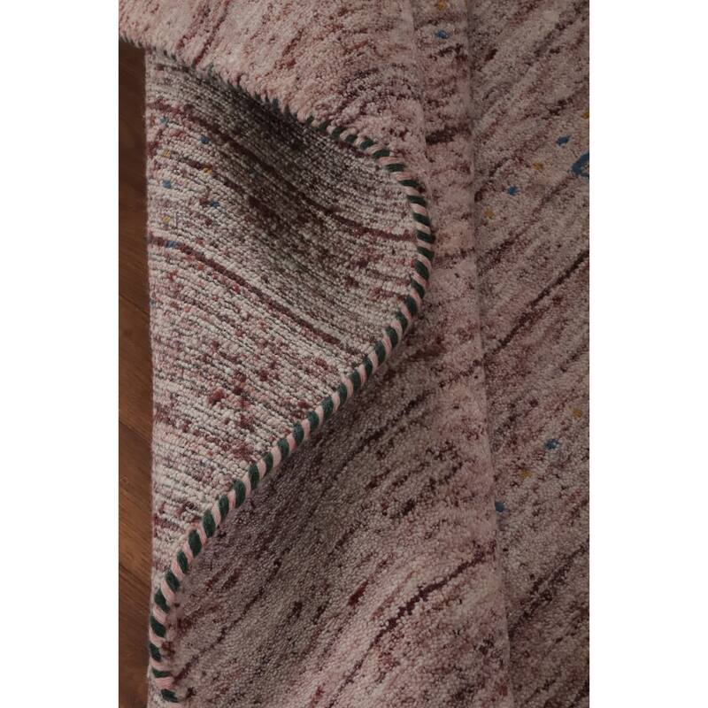 Hand Knotted Oriental 100% Wool Carpet Tribal Animal Pictorial Pink Gabbeh Area Rug - 10' 8'' X 7' 9''